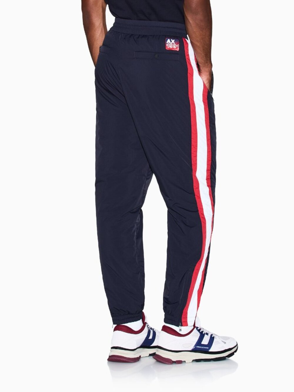 Armani Exchange Side Stripe Track Pants Navy Red White Joggers Size 29 - Picture 3 of 6